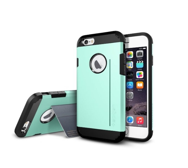 iPhone 6 Case Spigen Tough Armor  Heavy Duty  Gunmetal Dual Layer EXTREME Protection Cover mint